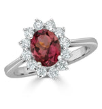 Pink Tourmaline 1.15ct And Diamond Ring 18k White Gold - Fet26