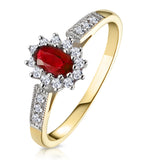 Ruby 5 X 3mm And Diamond 18k Gold Ring