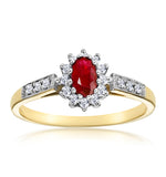 Ruby 5 X 3mm And Diamond 9k Gold Ring  A3351