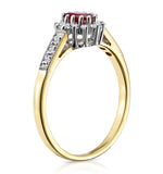 Ruby 5 X 3mm And Diamond 9k Gold Ring  A3351
