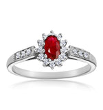 Ruby 5 X 3mm And Diamond 18k White Gold Ring