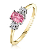 9k Gold Diamond Pink Sapphire Ring 0.06ct