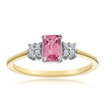 18k Gold Diamond And Pink Sapphire Ring 0.06ct
