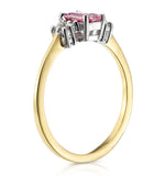 18k Gold Diamond And Pink Sapphire Ring 0.06ct