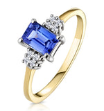 Tanzanite 6 X 4mm And Diamond 18k Gold Ring  Fet37-v
