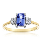 Tanzanite 6 X 4mm And Diamond 18k Gold Ring  Fet37-v