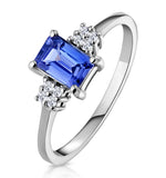 Tanzanite 6 X 4mm And Diamond 18k White Gold Ring  Fet37-vy