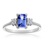 Tanzanite 6 X 4mm And Diamond 18k White Gold Ring  Fet37-vy