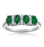 Emerald 0.94ct And Diamond 9k White Gold Ring