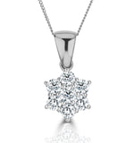 18k White Gold Diamond Cluster Pendant Necklace1.00ct H/si