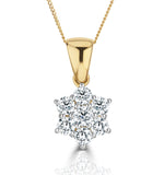 18k Gold Diamond Cluster Pendant Necklace 1.00ct H/si