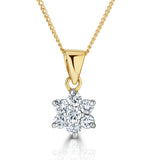 18k Gold Diamond Cluster Pendant Necklace 0.25ct H/si
