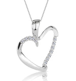 Heart Pendant Necklace 0.15ct Diamond 9k White Gold