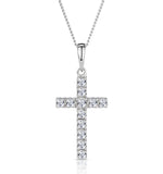 Cross Pendant Necklace 0.22ct Diamond 9k White Gold