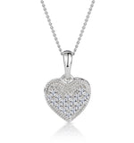 Heart Pendant Necklace 0.09ct Diamond 9k White Gold