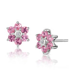 Pink Sapphire 0.78ct And Diamond 9k White Gold Earrings