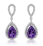Amethyst 2.47ct And Diamond 9k White Gold Earrings