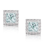 Aquamarine 1.90ct And Diamond 9k White Gold Earrings