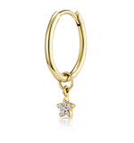 Single Stellato Diamond Star Charm Hoop Earring In 9k Gold