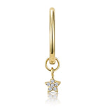 Single Stellato Diamond Star Charm Hoop Earring In 9k Gold