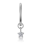 Single Stellato Diamond Star Charm Hoop Earring In 9k White Gold