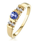 Tanzanite 3.75mm And Diamond 18k Gold Ring