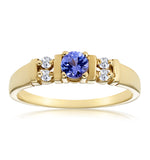Tanzanite 3.75mm And Diamond 18k Gold Ring