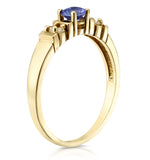 Tanzanite 3.75mm And Diamond 9k Gold Ring