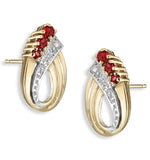 Ruby 0.10ct And Diamond 9k Yellow Gold Earrings