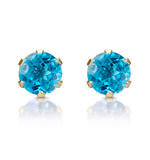 Blue Topaz 4mm 9k Yellow Gold Stud Earrings