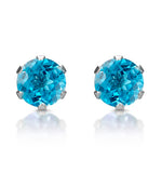 Blue Topaz 4mm 9k White Gold Stud Earrings