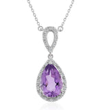 Amethyst 2.78ct And Diamond 9k White Gold Necklace