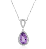 Amethyst 2.78ct And Diamond 9k White Gold Necklace