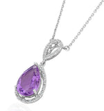 Amethyst 2.78ct And Diamond 9k White Gold Necklace
