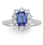 Tanzanite 7 X 5mm And 0.50ct Diamond 18k White Gold Ring