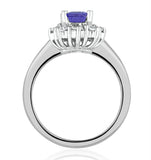 Tanzanite 7 X 5mm And 0.50ct Diamond 18k White Gold Ring