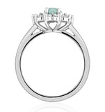 Aquamarine 0.70ct And Diamond 0.50ct 18k White Gold Ring  Fet25-cy