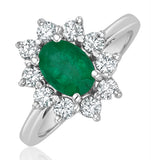 Emerald 0.70ct And Diamond 18k White Gold Ring  Fet25-gy