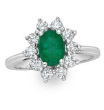 Emerald 0.70ct And Diamond 18k White Gold Ring  Fet25-gy