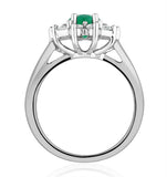Emerald 0.70ct And Diamond 18k White Gold Ring  Fet25-gy