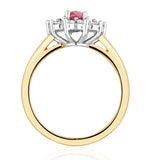 18k Gold 0.50ct Diamond And 1.05ct Pink Sapphire Ring