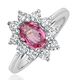 18k White Gold 0.50ct Diamond And 1.05ct Pink Sapphire Ring