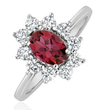 Pink Tourmaline 0.80ct And Diamond Halo Ring 18k White Gold - Fet25