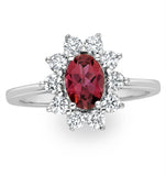 Pink Tourmaline 0.80ct And Diamond Halo Ring 18k White Gold - Fet25