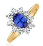 Tanzanite 7 X 5mm And Diamond 0.50ct 18k Gold Ring