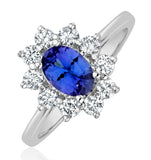 Tanzanite 7 X 5mm And 0.50ct Diamond 18k White Gold Ring  Fet25-vy