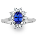 Tanzanite 7 X 5mm And 0.50ct Diamond 18k White Gold Ring  Fet25-vy