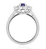 Tanzanite 7 X 5mm And 0.50ct Diamond 18k White Gold Ring  Fet25-vy