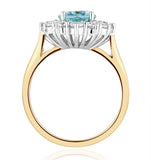 Aquamarine 1.7ct And Lab Diamond 1.00ct Cluster Ring In 18k Gold