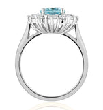 Aquamarine 1.7ct And Lab Diamond 1ct Cluster Ring In 18k White Gold